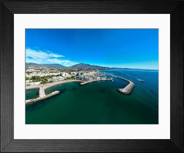 Framed Print : aerial drone view of Puerto Banus in Marbella town, Spain Framed Print : aerial drone view of Puerto Banus in Marbella town, Spain