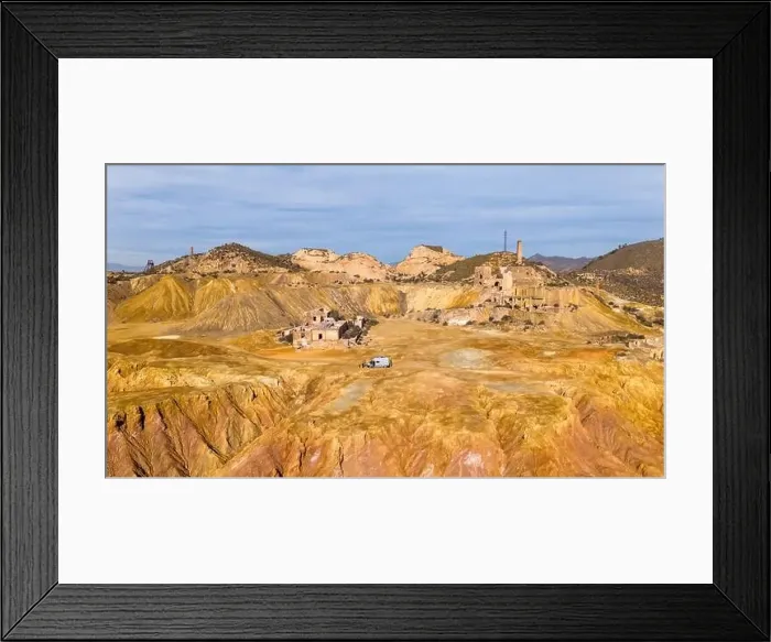 Framed Print : Aerial drone photo of the abandoned mines in the town of Mazarron, south Spain Framed Print : Aerial drone photo of the abandoned mines in the town of Mazarron, south Spain