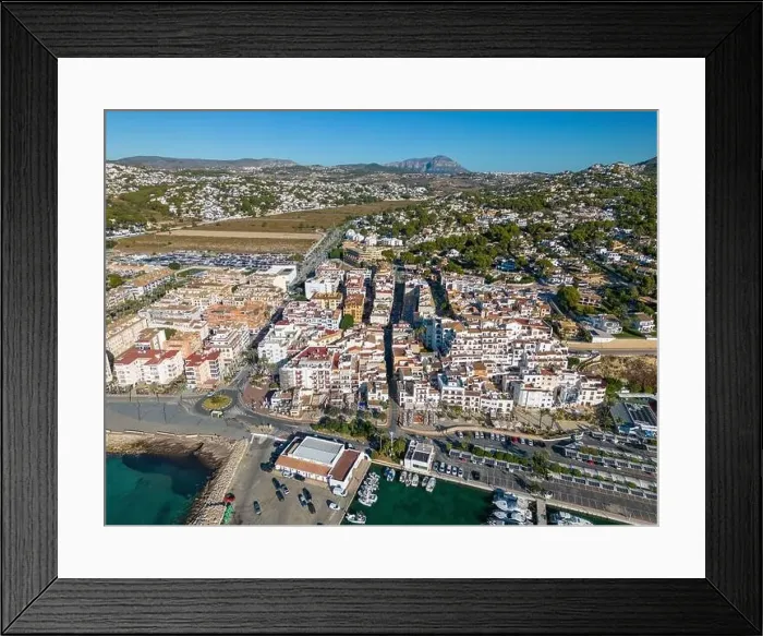 Framed Print : Aerial drone photo of the coastal town named Moraira. Moraira is located at the Costa Blanca in Spain Framed Print : Aerial drone photo of the coastal town named Moraira. Moraira is located at the Costa Blanca in Spain
