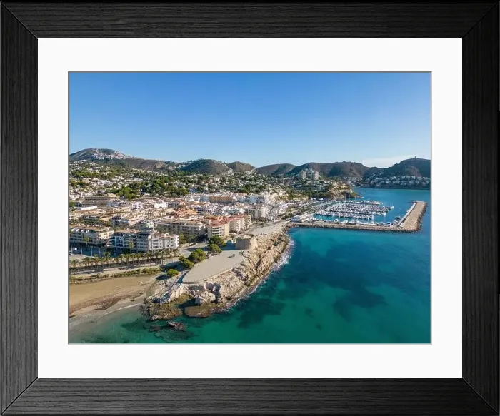Framed Print : Aerial drone photo of the coastal town named Moraira. Moraira is located at the Costa Blanca in Spain
