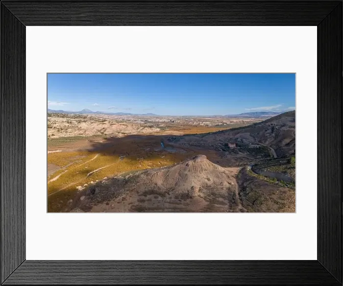 Framed Print : Aerial drone photo of the lake Negratin and the hot springs which are located in the Granada Geopark, Spain Framed Print : Aerial drone photo of the lake Negratin and the hot springs which are located in the Granada Geopark, Spain