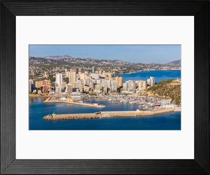 Framed Print : Aerial drone photo of the marina in Calpe. Calpe is a coastal town in the Costa Blanca, Spain Framed Print : Aerial drone photo of the marina in Calpe. Calpe is a coastal town in the Costa Blanca, Spain