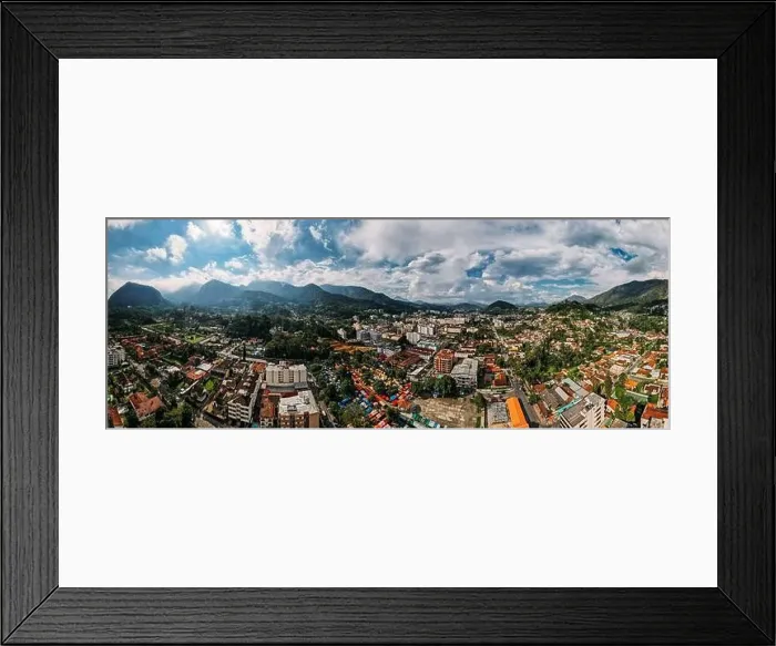 Framed Print : Aerial drone view of the city of Teresopolis in the mountainous region of Rio de Janeiro Framed Print : Aerial drone view of the city of Teresopolis in the mountainous region of Rio de Janeiro