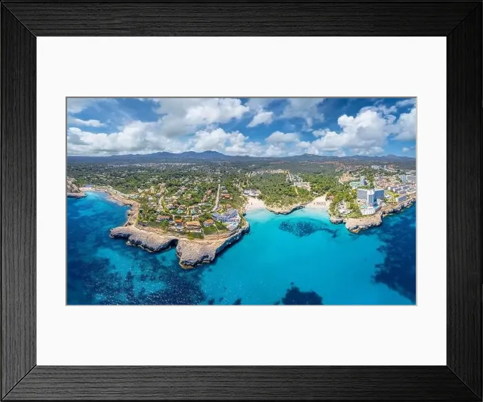 Framed Print : Aerial view with Cala Domingos & Tropicana Beach Framed Print : Aerial view with Cala Domingos & Tropicana Beach