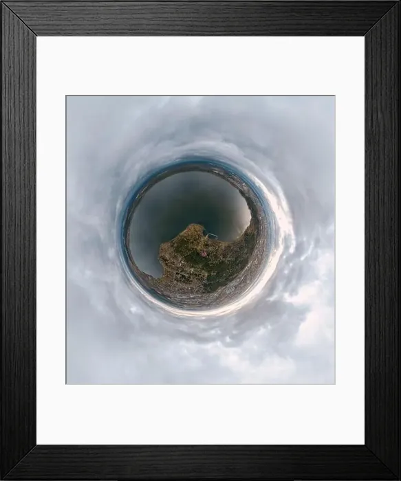 Framed Print : Autumn forest on lake shore at sunset and city on horizon Framed Print : Autumn forest on lake shore at sunset and city on horizon