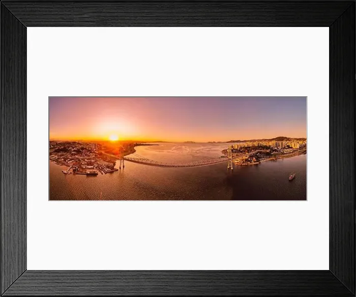 Framed Print : Panoramic view of Hercilio luz cable bridge with sunset light in Florianopolis, Brazil Framed Print : Panoramic view of Hercilio luz cable bridge with sunset light in Florianopolis, Brazil