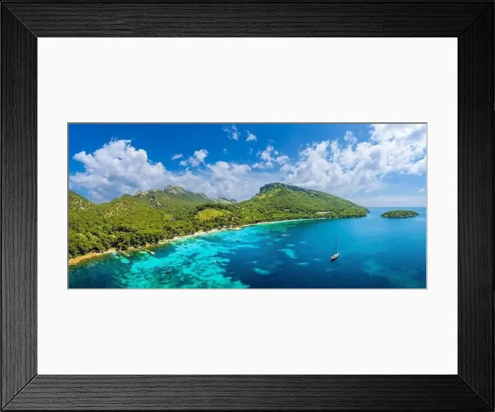 Framed Print : Aerial view Cala Formentor serene beauty Framed Print : Aerial view Cala Formentor serene beauty