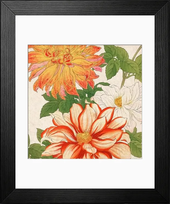 Framed Print : Digital floral design featuring a lively color palette on textured beige Framed Print : Digital floral design featuring a lively color palette on textured beige