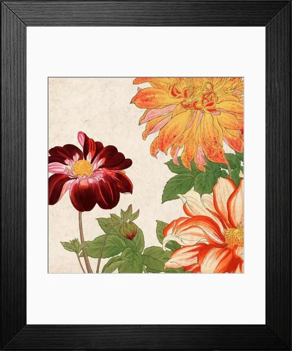 Framed Print : Digital floral design featuring a lively color palette on textured beige Framed Print : Digital floral design featuring a lively color palette on textured beige