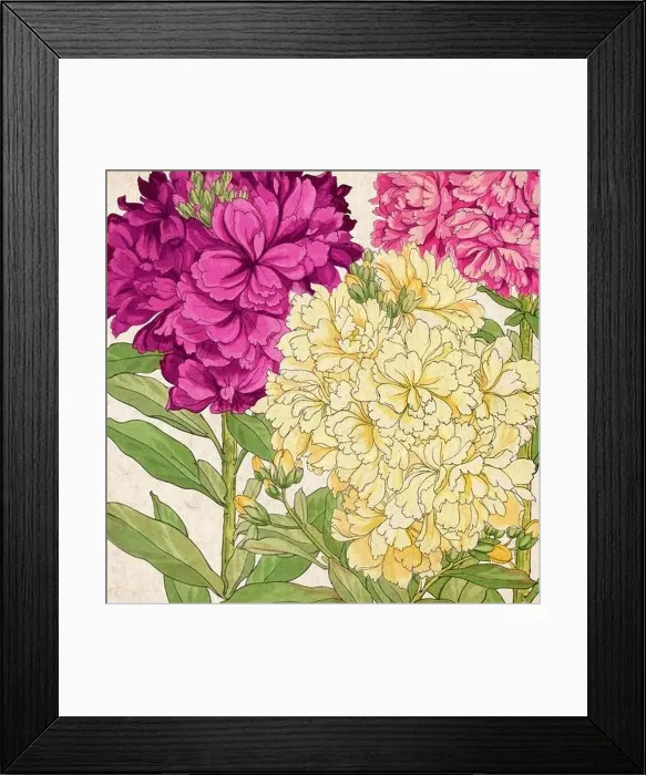 Framed Print : Digital floral design featuring a lively color palette on textured beige Framed Print : Digital floral design featuring a lively color palette on textured beige