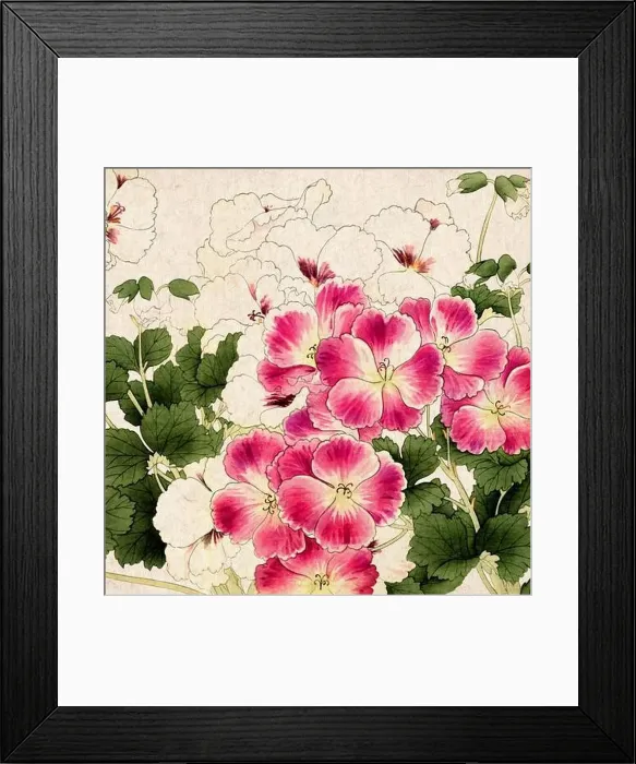 Framed Print : Digital floral design featuring a lively color palette on textured beige Framed Print : Digital floral design featuring a lively color palette on textured beige