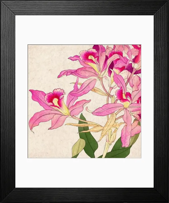 Framed Print : Digital floral design featuring a lively color palette on textured beige Framed Print : Digital floral design featuring a lively color palette on textured beige