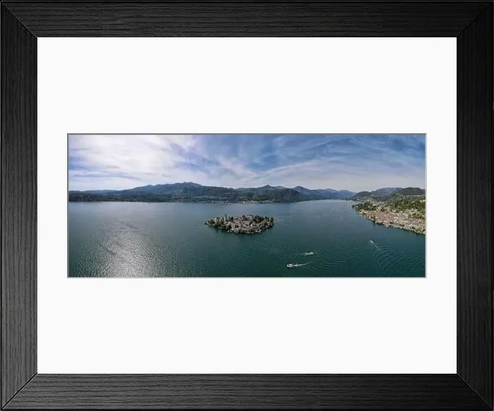 Framed Print : Drone view at the sacred mount Orta and San Giulio island on Italy Framed Print : Drone view at the sacred mount Orta and San Giulio island on Italy