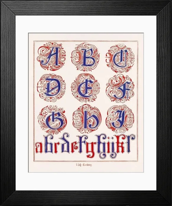 Framed Print : Medieval Alphabet initials Framed Print : Medieval Alphabet initials