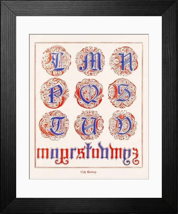 Framed Print : Medieval Alphabet initials Framed Print : Medieval Alphabet initials