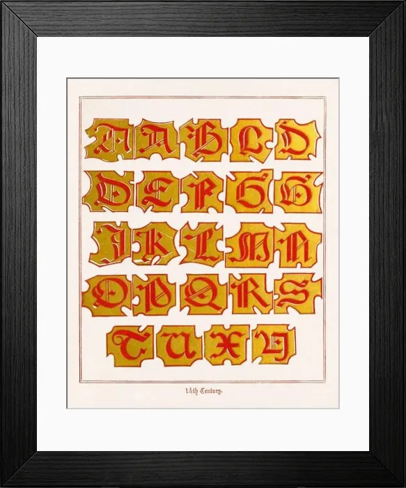 Framed Print : Medieval Alphabet initials Framed Print : Medieval Alphabet initials