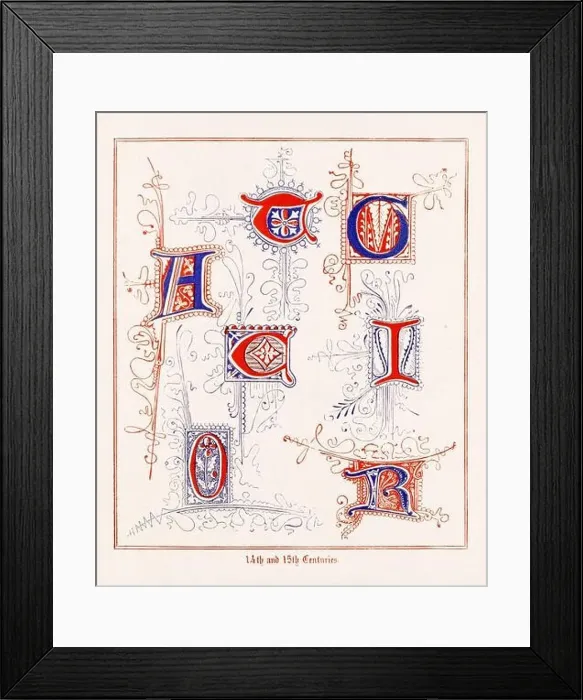 Framed Print : Medieval Alphabet initials Framed Print : Medieval Alphabet initials