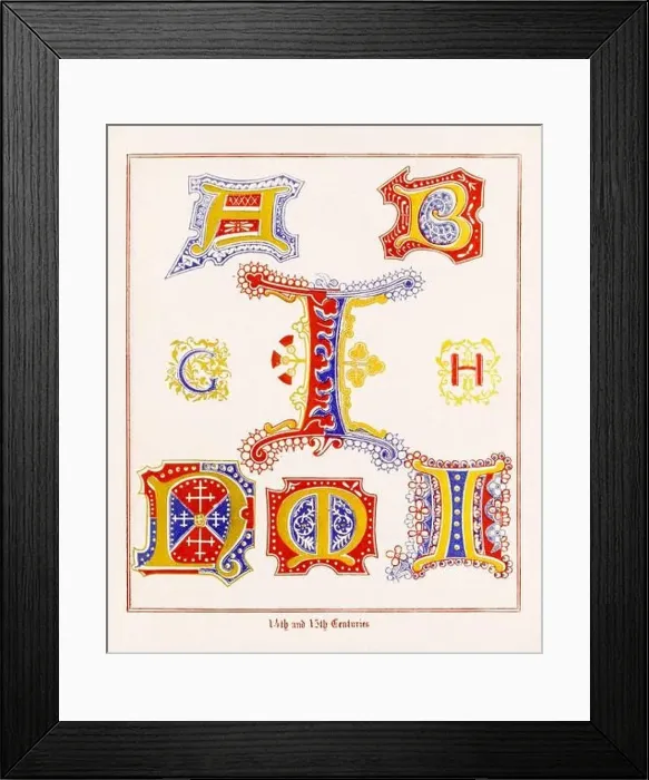 Framed Print : Medieval Alphabet initials Framed Print : Medieval Alphabet initials