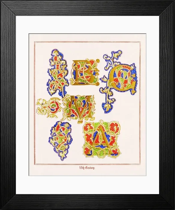 Framed Print : Medieval Alphabet initials Framed Print : Medieval Alphabet initials