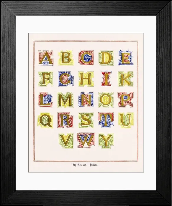 Framed Print : Medieval Alphabet initials Framed Print : Medieval Alphabet initials