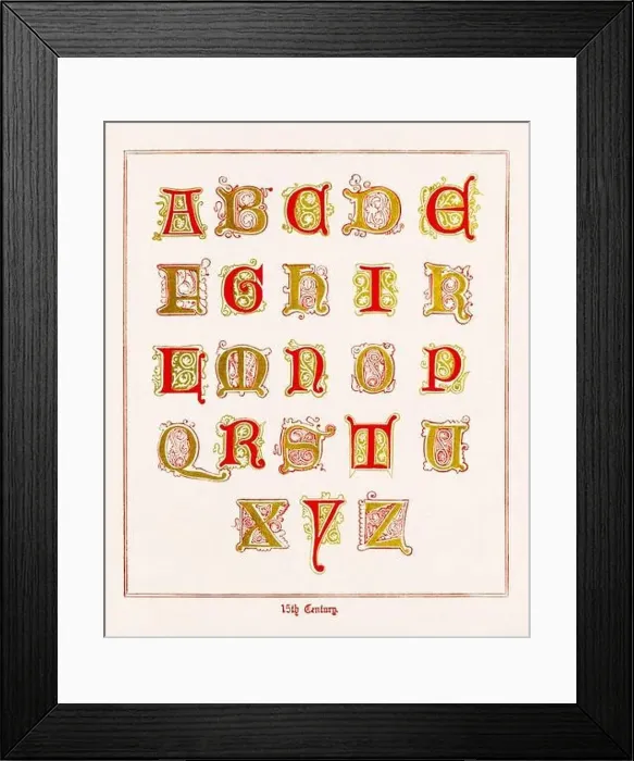 Framed Print : Medieval Alphabet initials Framed Print : Medieval Alphabet initials