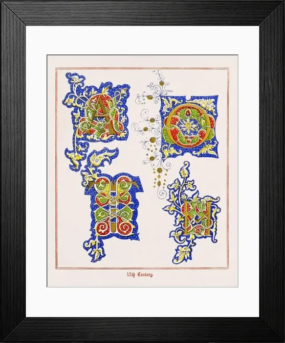 Framed Print : Medieval Alphabet initials Framed Print : Medieval Alphabet initials