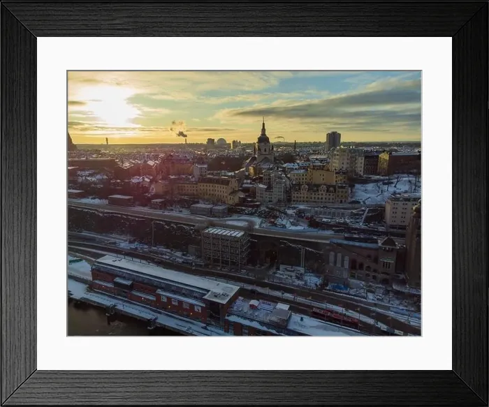 Framed Print : The Katarina church in the district of Södermalm from above and the view towards the Ericsson Globen Framed Print : The Katarina church in the district of Södermalm from above and the view towards the Ericsson Globen