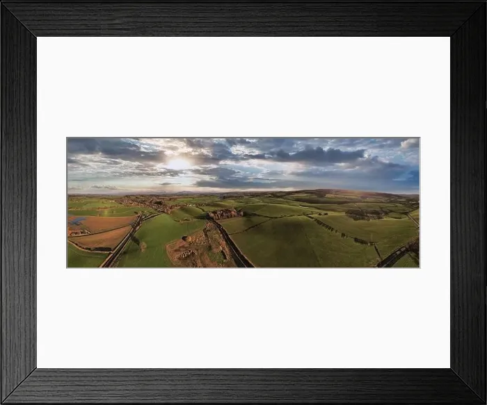 Framed Print : Panoramic aerial view of a scenic landscape with rolling hills Framed Print : Panoramic aerial view of a scenic landscape with rolling hills