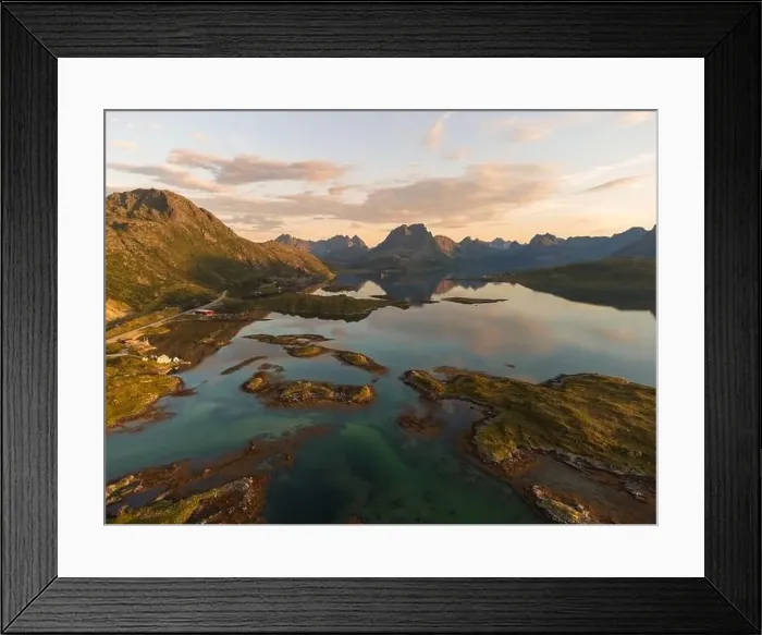 Framed Print : Aerial view of a fjord in Lofoten Framed Print : Aerial view of a fjord in Lofoten