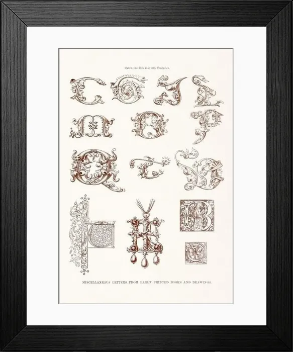 Framed Print : Medieval Alphabet initials Framed Print : Medieval Alphabet initials