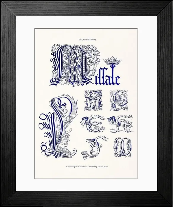 Framed Print : Medieval Alphabet initials Framed Print : Medieval Alphabet initials
