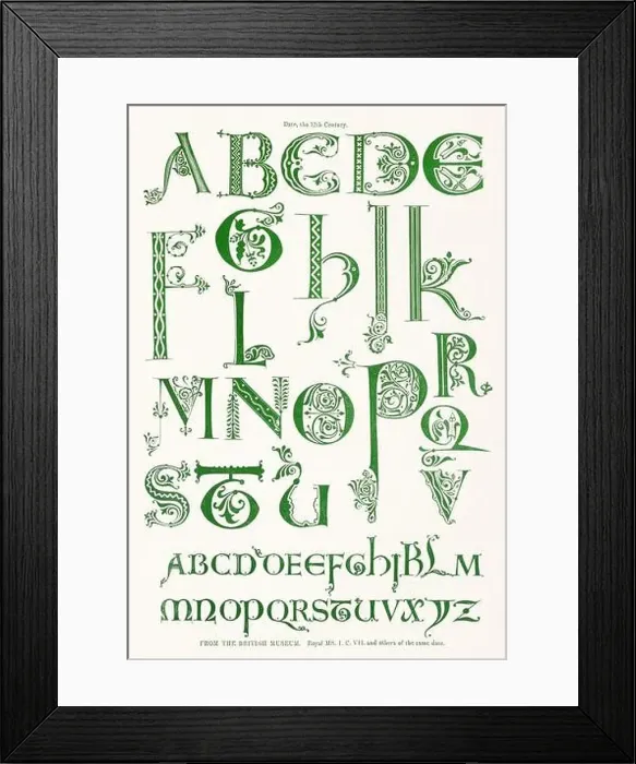 Framed Print : Medieval Alphabet initials Framed Print : Medieval Alphabet initials