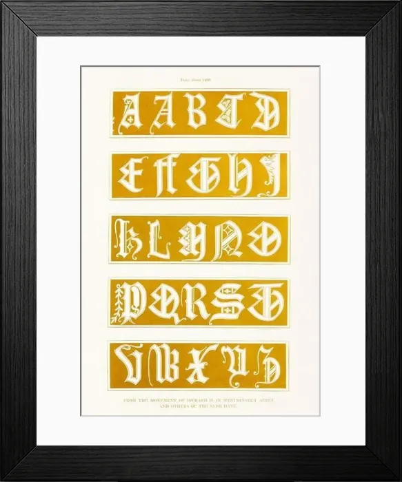 Framed Print : Medieval Alphabet initials Framed Print : Medieval Alphabet initials