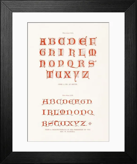 Framed Print : Medieval Alphabet initials Framed Print : Medieval Alphabet initials