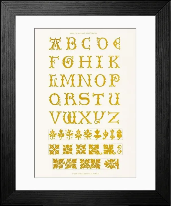 Framed Print : Medieval Alphabet initials Framed Print : Medieval Alphabet initials