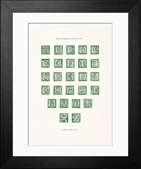 Framed Print : Medieval Alphabet initials Framed Print : Medieval Alphabet initials