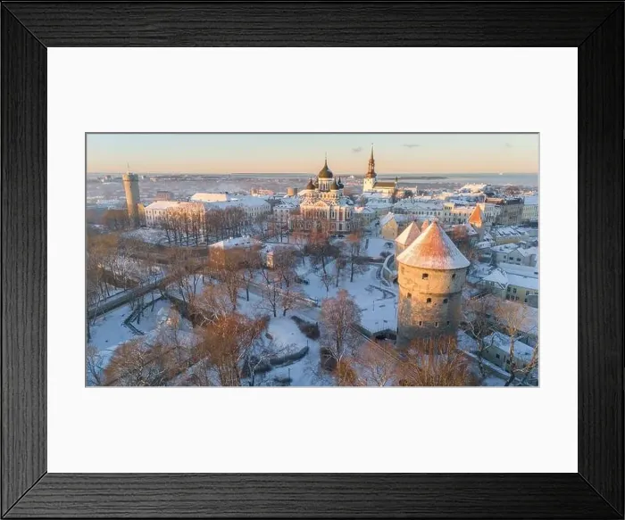 Framed Print : Tallinn old town aerial view during a cold winter day in Estonia Framed Print : Tallinn old town aerial view during a cold winter day in Estonia