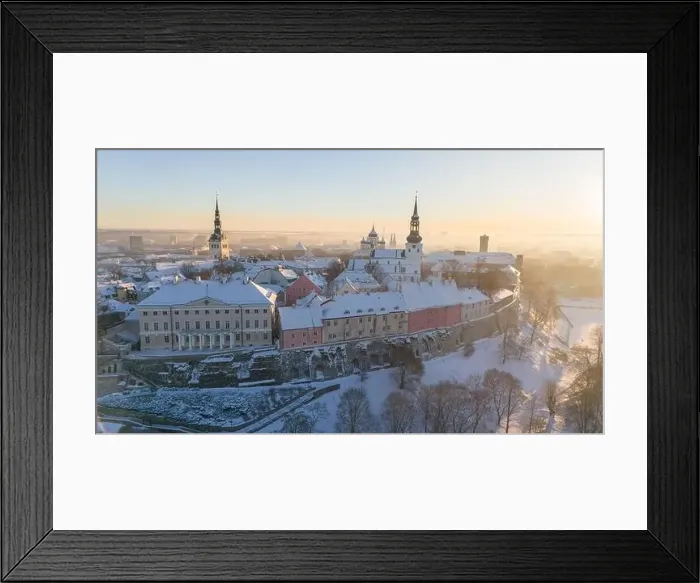 Framed Print : Tallinn old town aerial view during a cold winter day in Estonia Framed Print : Tallinn old town aerial view during a cold winter day in Estonia