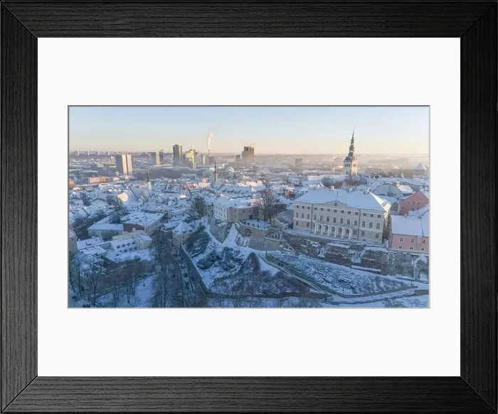 Framed Print : Tallinn old town aerial view during a cold winter day in Estonia