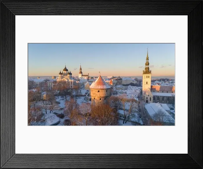 Framed Print : Tallinn old town aerial view during a cold winter day in Estonia Framed Print : Tallinn old town aerial view during a cold winter day in Estonia
