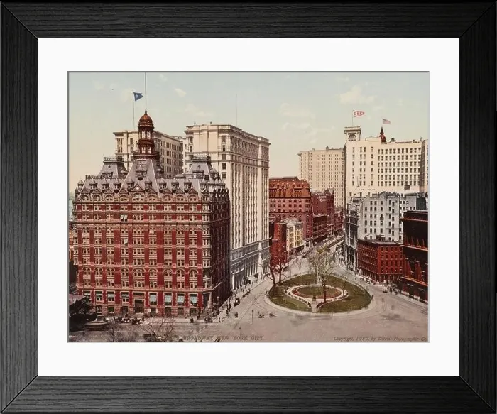 Framed Print : Bowling Green and Lower Broadway, New York City 1900 Framed Print : Bowling Green and Lower Broadway, New York City 1900