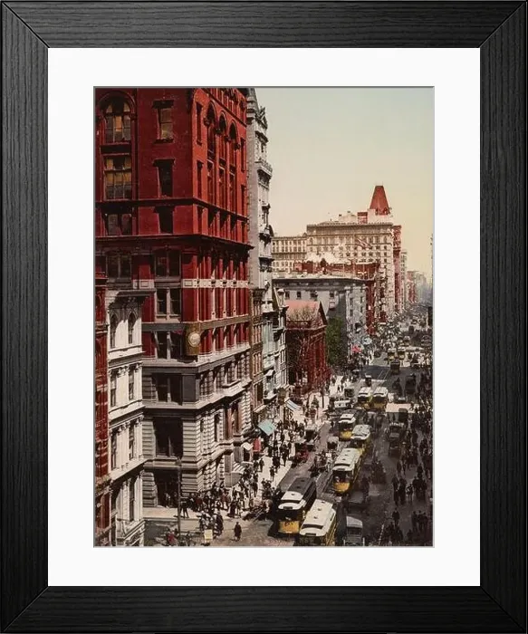 Framed Print : Looking up Broadway from Dey Street, New York City 1900 Framed Print : Looking up Broadway from Dey Street, New York City 1900