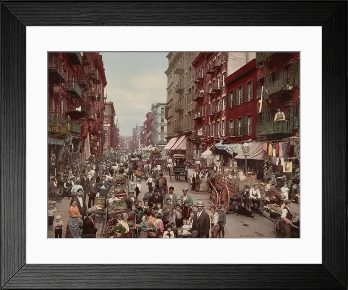 Framed Print : Mulberry Street, Lower Manhattan, New York City 1900 Framed Print : Mulberry Street, Lower Manhattan, New York City 1900