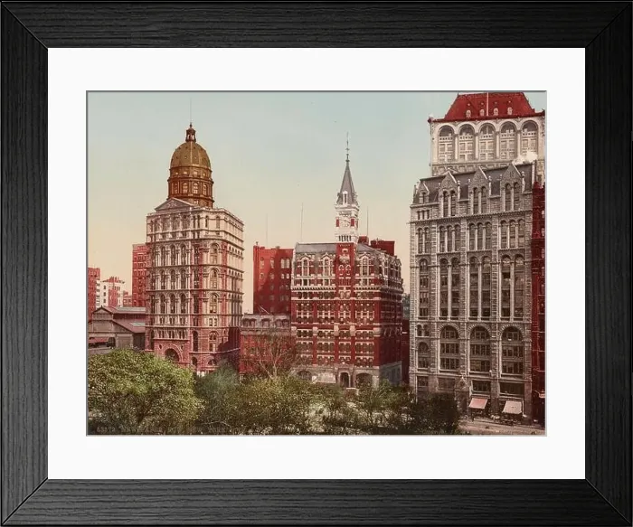 Framed Print : Newspaper Row, Park Row, Manhattan, New York City 1900
