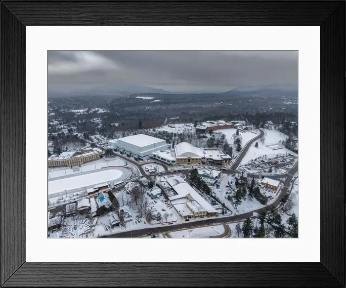 Framed Print : Afternoon winter aerial photo of the Village of Lake Placid, New York. (01-05-2024)