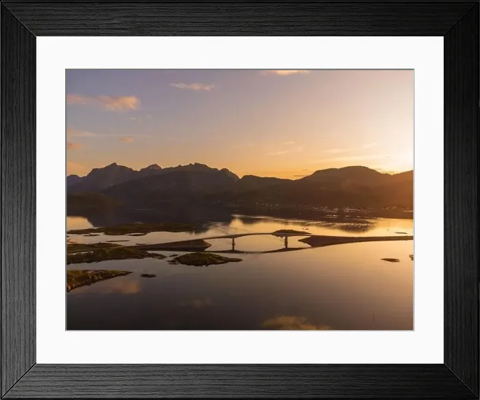 Framed Print : Lofoten, Norway from above, with high mountains Framed Print : Lofoten, Norway from above, with high mountains