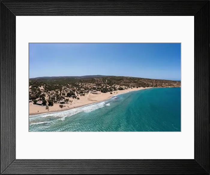 Framed Print : Gavdos island, Crete, Greece. Aerial drone view of sandy beach Framed Print : Gavdos island, Crete, Greece. Aerial drone view of sandy beach