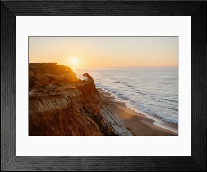 Framed Print : Amazing landscape of Falesia beach with orange cliffs at sunrise, Algarve, Portugal Framed Print : Amazing landscape of Falesia beach with orange cliffs at sunrise, Algarve, Portugal