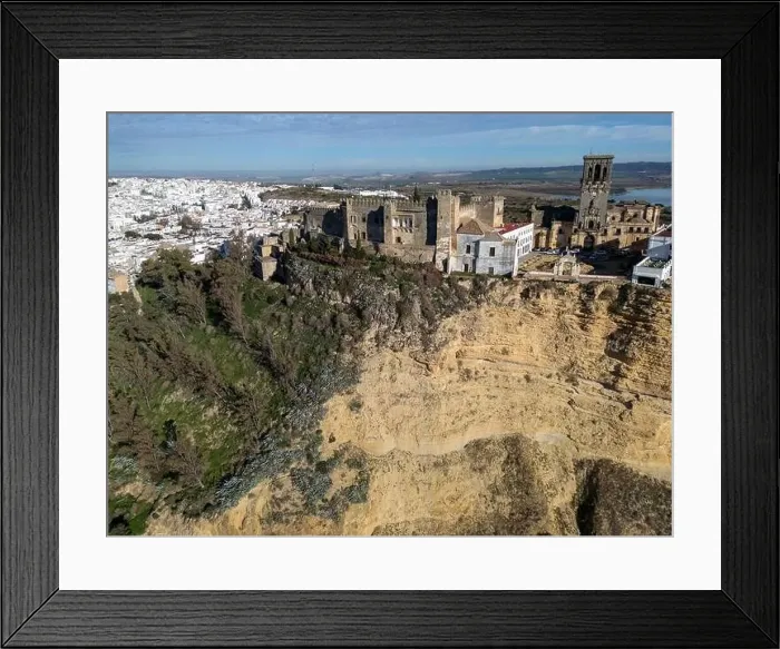 Framed Print : aerial view of the beautiful village of Arcos de la Frontera in the province of Cadiz, Spain Framed Print : aerial view of the beautiful village of Arcos de la Frontera in the province of Cadiz, Spain
