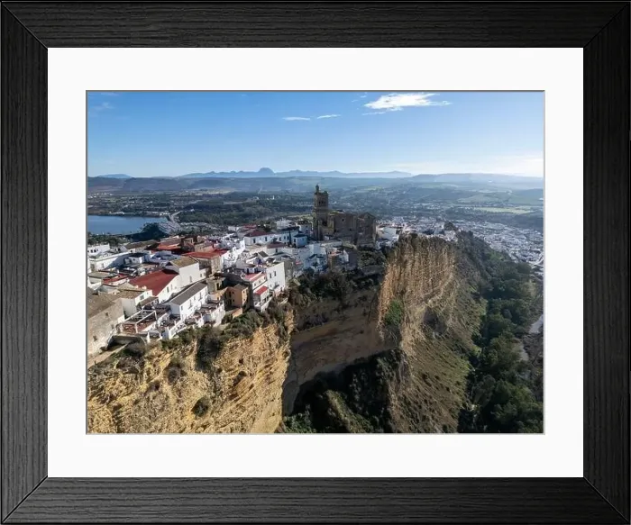 Framed Print : aerial view of the beautiful village of Arcos de la Frontera in the province of Cadiz, Spain Framed Print : aerial view of the beautiful village of Arcos de la Frontera in the province of Cadiz, Spain